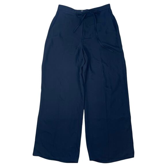 Theory Wide Leg Cropped Pants Washed Twill Navy Blue Size 00 - Picture 3 of 10